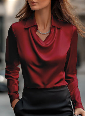 Draped Collar Blouse