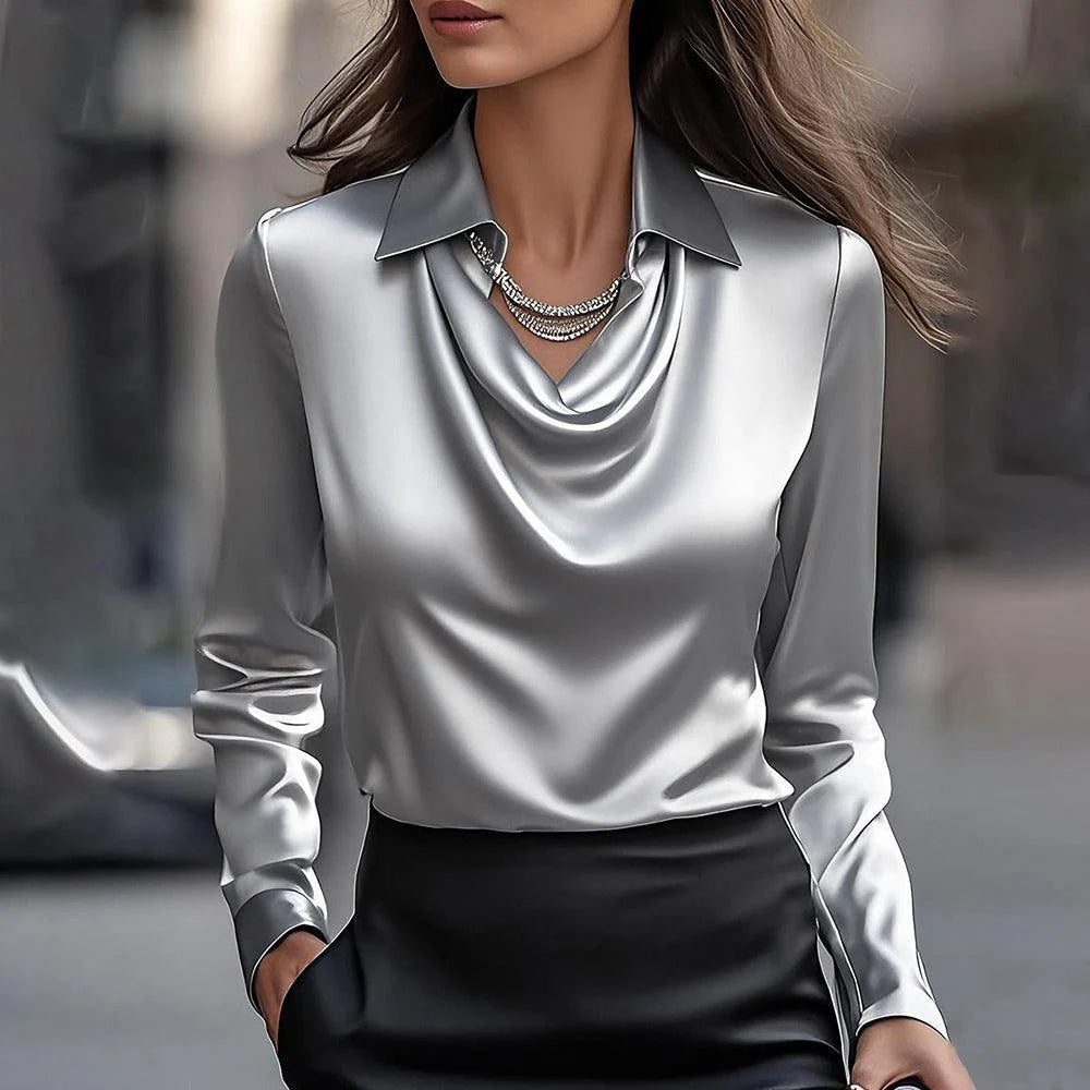 Draped Collar Blouse