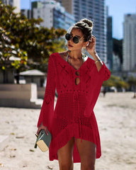 Beach Goddess Vibes: Swimsuit Cover-up and Beach Dress Red Beachwear Australia