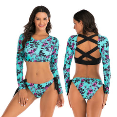 AquaFlex-Quick Drying Split Swimsuit Blue Beachwear Australia