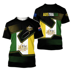 Aussie Vibes: Men's 3D Flag Print O-Neck Tee – Wear Your Patriotism in Style! N1T2023ADLY004 Beachwear Australia
