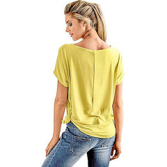 Bat Sleeve Knotted Women's T-Shirt Yellow Beachwear Australia