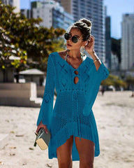 Beach Goddess Vibes: Swimsuit Cover-up and Beach Dress Peacock blue Beachwear Australia