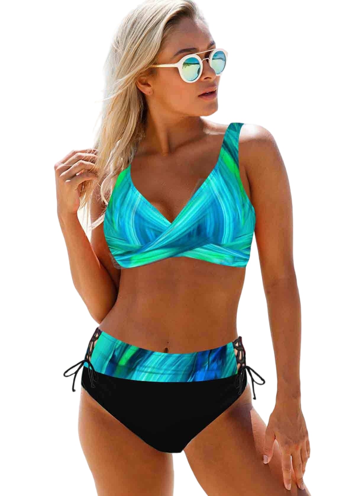 Vibrant Spectrum Rainbow Striped Multicolor Bikini Lake blue gradient Beachwear Australia
