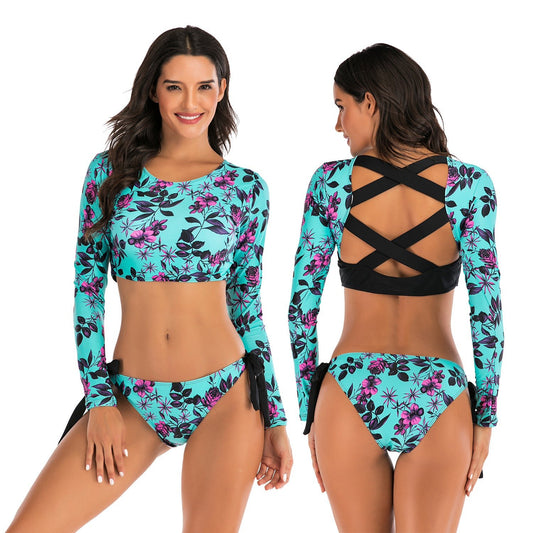 AquaFlex-Quick Drying Split Swimsuit Blue Beachwear Australia