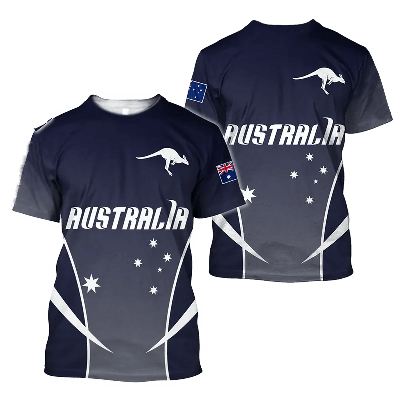 Aussie Vibes: Men's 3D Flag Print O-Neck Tee – Wear Your Patriotism in Style! N1T2023ADLY022 Beachwear Australia