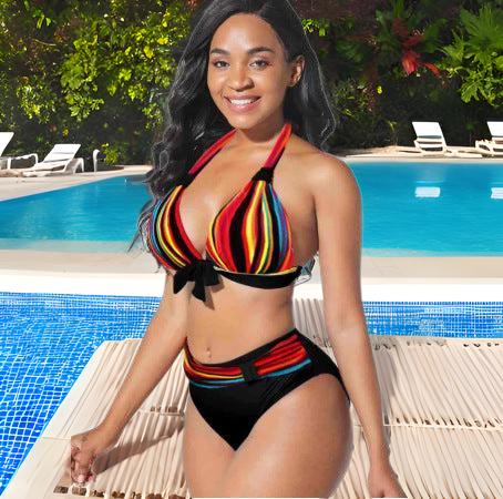 Bowtiful Striped 2-Piece Bikini Delight Red Beachwear Australia