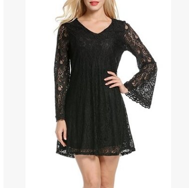 Summer Elegance V-Neck Lace Dress black Beachwear Australia