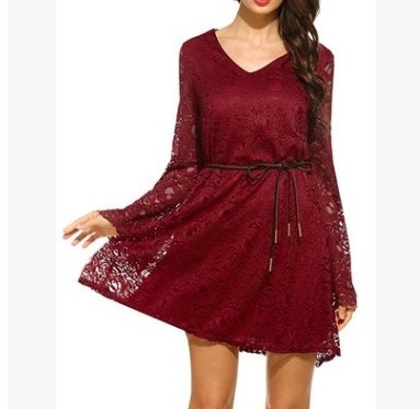Summer Elegance V-Neck Lace Dress Claret Beachwear Australia
